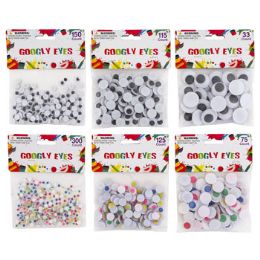 48 Bulk Craft Googly Eyes 6 Sizes Black Or Multi Color 33-300ct Craft Pbh