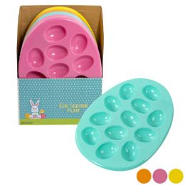 24 Bulk Easter Egg Plastic Egg Plate 12 Wells 4 Pastel Colors/24pc Pdq 11.75 X 8.5in  Upc Label