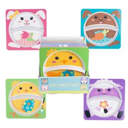 24 Bulk Dinnerware Melamine Kids Square Easter Divided Plate/24pc Pdq 8x8in W/upc Easter Label