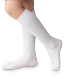 48 Bulk Yacht & Smith Girls Knee High Socks, Solid Colors White 6-8