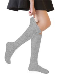 72 Bulk Yacht & Smith Girls Heather Gray Knee High, Sock Size 6-8