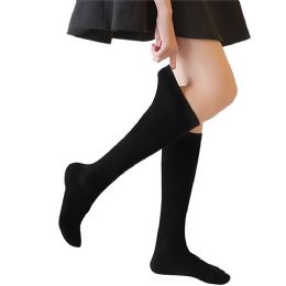 240 Bulk Yacht & Smith Girls Black Knee High, Sock Size 6-8