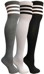 48 Bulk Yacht & Smith Womens Over The Knee Referee Thigh High Boot Socks