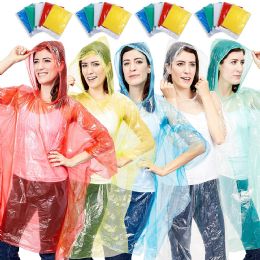 400 Bulk Yacht & Smith Unisex One Size Reusable Rain Poncho Assorted Colors 60g pe