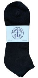 48 Bulk Yacht & Smith Men's King Size Cotton No Show Ankle Socks Size 13-16 Black Bulk Pack