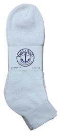48 Bulk Yacht & Smith Men's Athletic Ankle Socks, Soft Cotton Terry Cushioned, King Size13-16 Solid White