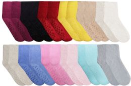 240 Bulk Yacht & Smith Women's Assorted Colored Warm & Cozy Fuzzy Gripper Bottom Socks