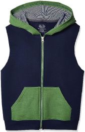 216 Bulk Boys Fruit Of The Loom Fleece Sleeveless Full Zip Hoodie Size X Small