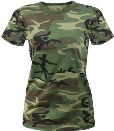 96 Bulk Womens Camo Crew Neck T Shirt Size Small