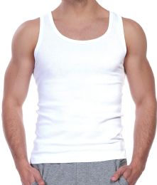 144 Bulk Men Cotton Ribbed Tank Top A Shirt White Assorted Sizes S-xl