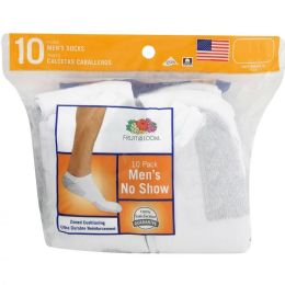 900 Bulk Men Fruit Of The Loom No Show Ankle Sock White Size 6-12