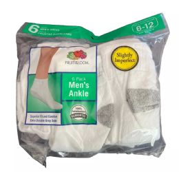 900 Bulk Men Fruit Of The Loom Ankle Sock White Size 6-12