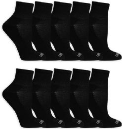 1800 Bulk Fruit Of The Loom Women's Everyday Soft Cushioned Ankle Socks Black