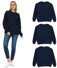 216 Bulk Womens Over Sized Crew Neck Sweat Shirt Navy S
