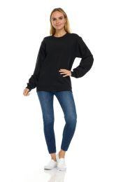 216 Bulk Womens Over Sized Crew Neck Sweat Shirt Black Size M