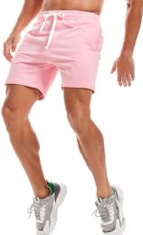 144 Bulk Mens Cotton Fleece 3 Pocket Shorts Pale Pink Size X-Large