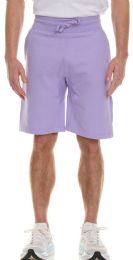 144 Bulk Mens Cotton Fleece 3 Pocket Shorts Lavender Size Small