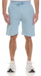 144 Bulk Mens Cotton Fleece 3 Pocket Shorts Powder Blue Size Medium