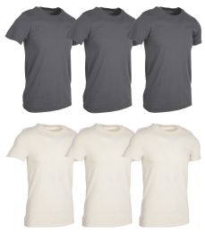 144 Bulk Men's Cotton Short Sleeve T-Shirt Size Medium - Gray And White