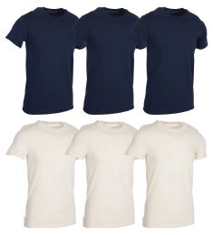 144 Bulk Men's Cotton Short Sleeve T-Shirt Size Large - Navy And White