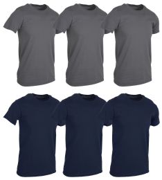 144 Bulk Men's Cotton Short Sleeve T-Shirt Size Large - Navy And Gray