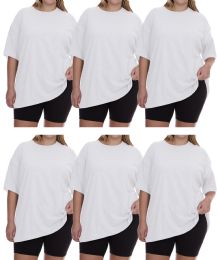 48 Bulk Womens Oversized Cotton Crew Neck Short Sleeve T-Shirts White, X-Large