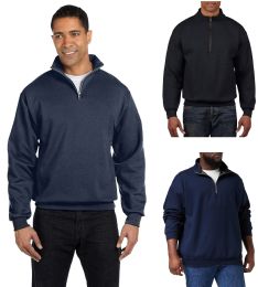 48 Bulk Mens Cotton Fleece Line Quarter Zip Sweat Shirt Assorted Colors Size 2xl