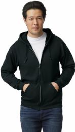 144 Bulk Unisex Black Zipper Hoodie Cotton Fleece Lining 280gsm Assorted Sizes S-2x