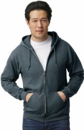 144 Bulk Unisex Charcoal Zipper Hoodie Cotton Fleece Lining 280gsm Assorted Sizes S-2x