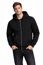 96 Bulk Men's Cotton Fleece Full Zip Hooded Sweat Shirt Black Assorted Sizes M- 2xl