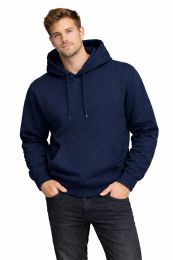 96 Bulk Men's Cotton Fleece Pullover Hooded Sweat Shirt Navy Assorted Sizes M- 2xl