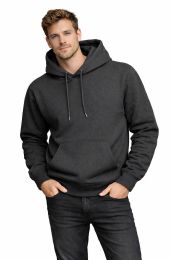 96 Bulk Men's Cotton Fleece Pullover Hooded Sweat Shirt Charcoal Assorted Sizes M- 2xl