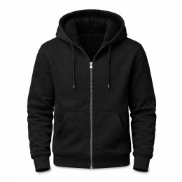 60 Bulk Unisex Cotton Fleece Sherpa Lined Zipper Hoodie Black Assorted Sizes S-xl