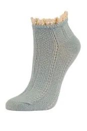 120 Bulk Sofra Girl's Texture No Show Lace Socks 9-11