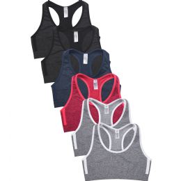 72 Bulk Sofra Girls Seamless Racerback Sports Top Assorted Color Size M