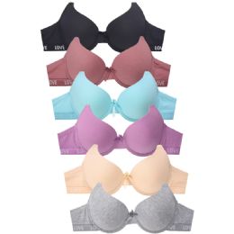 288 Bulk Sofra Ladies Cotton Logo Band 3 Hook Plain Bra Cup C