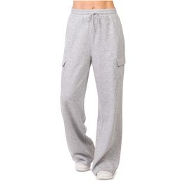 24 Bulk Sofra Ladies Fleece Cargo Pants Heather Grey Xlarge