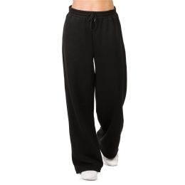 24 Bulk Sofra Ladies Fleece WidE-Leg Sweatpants Black_l