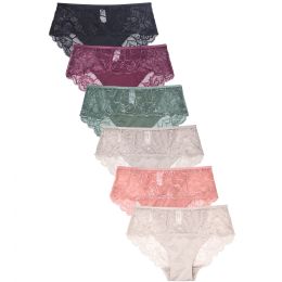 216 Bulk Sofra Ladies Lace Detail Hipster Panty Size Small