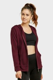 12 Bulk Sofra Ladies Single Jersey ZiP-Up Hoodie Jacket Medium