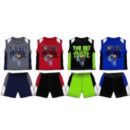 48 Bulk Spring Boys Close Mesh Short Sets Newborn Toddler