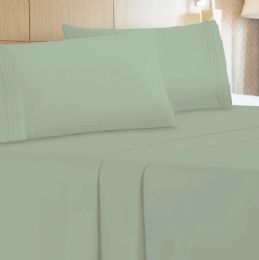 6 Bulk The Luxe 4 Piece Microfiber Sage Bed Sheet Set Queen Size