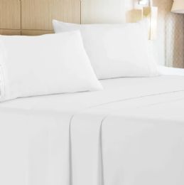 6 Bulk The Luxe 4 Piece Microfiber White Bed Sheet Set Twin Size