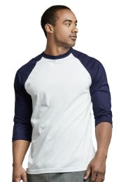 30 Bulk Top Pro Mens Baseball Tee In Navy And White Size Small
