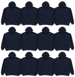 72 Bulk Unisex Cotton Hoodie Sweatshirt In Navy Size Large