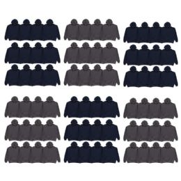 72 Bulk Unisex Cotton Hoodie Sweatshirt In Assorted Navy And Charcoal Gray Size 2Xlarge