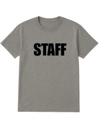 12 Bulk Unisex Cotton Staff Printed T Shirt Gray With Black Print Back And Front Size 2X-Large