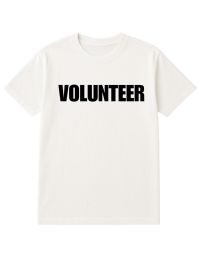 12 Bulk Unisex Cotton Volunteer Printed T Shirt White With Black Print Back And Front Size Medium