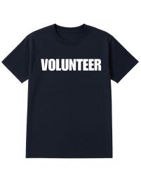 60 Bulk Unisex Cotton Volunteer Printed T Shirt Navy With White Print Back And Front Size Large