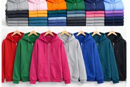 24 Bulk Unisex Cotton Zip Up Hoodies Assorted Bright Colors Size Medium